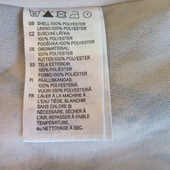 H&M Cream & Gray Chiffon Sleeveless Evening Maxi V-Neck Back Zip Dress - Picture 5 of 5